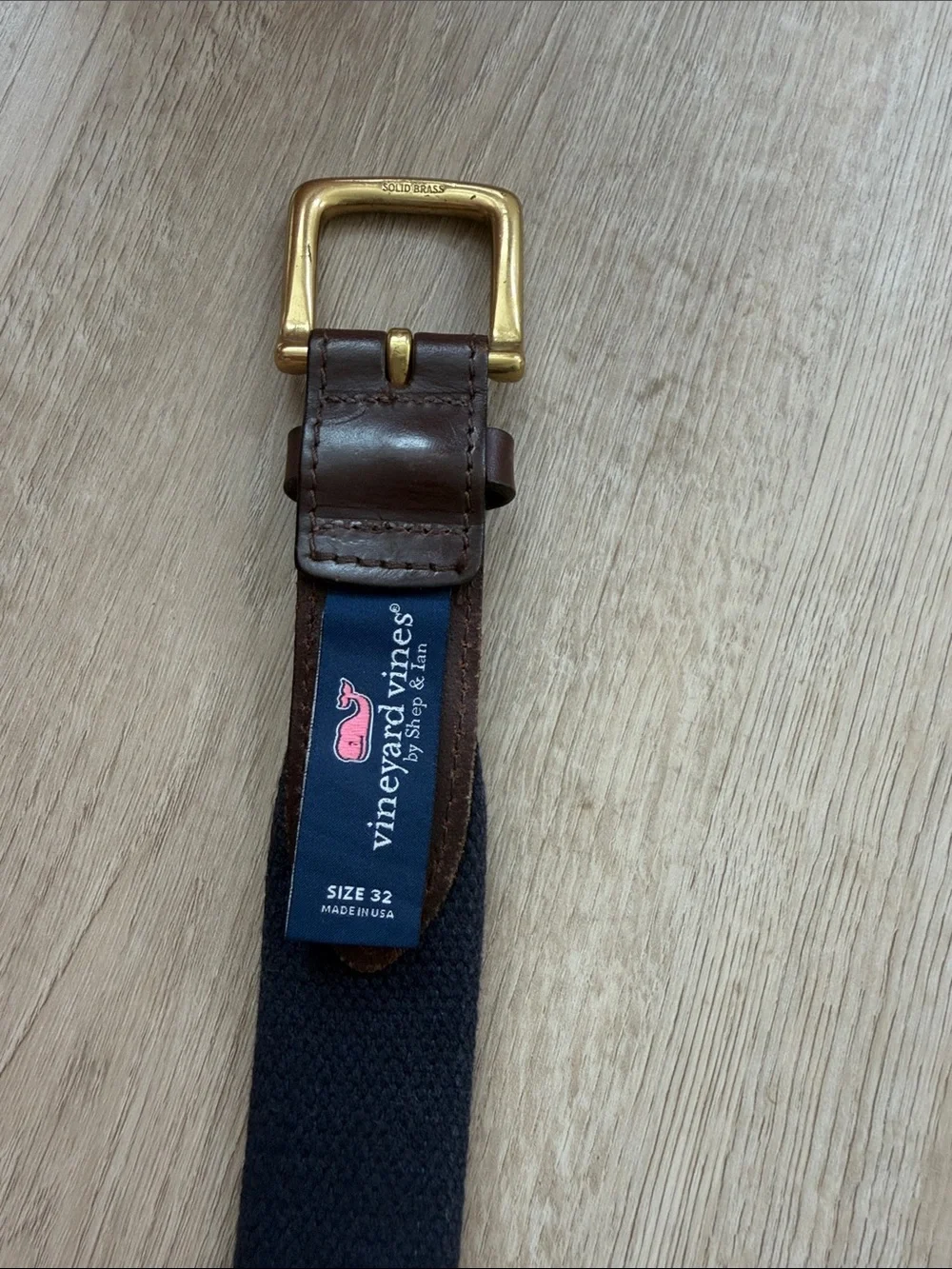 Vineyard Vines Red Canvas Belt with American Flag Embroidery